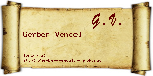 Gerber Vencel névjegykártya
